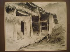 夏葆元·炭笔素描《彝族的景物与人》-上海油画雕塑院