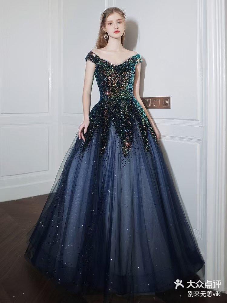 星空蓝亮片礼服北京礼服馆
