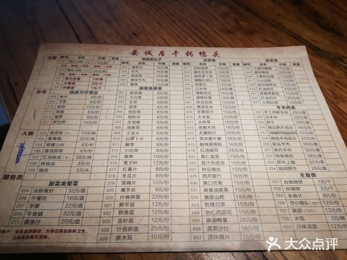 安诚居干锅鸭头(八角店)菜单图片