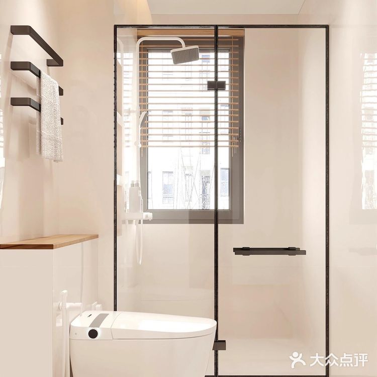 简约ins风米白色浴室，干净透亮的淋浴空间~