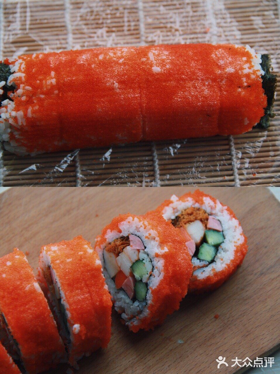 高颜值鱼子蟹柳反卷寿司