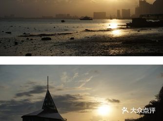天蒙蒙亮,我沿著濱海路東行,望向遠處,橙色的朝霞染紅