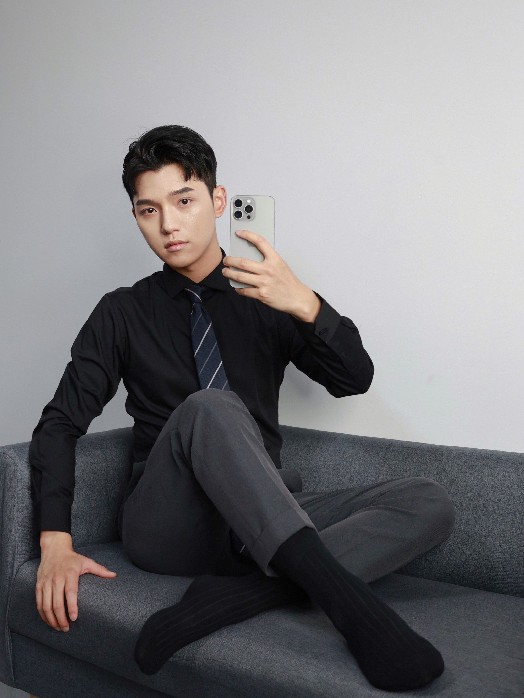 男士正装皮鞋黑袜