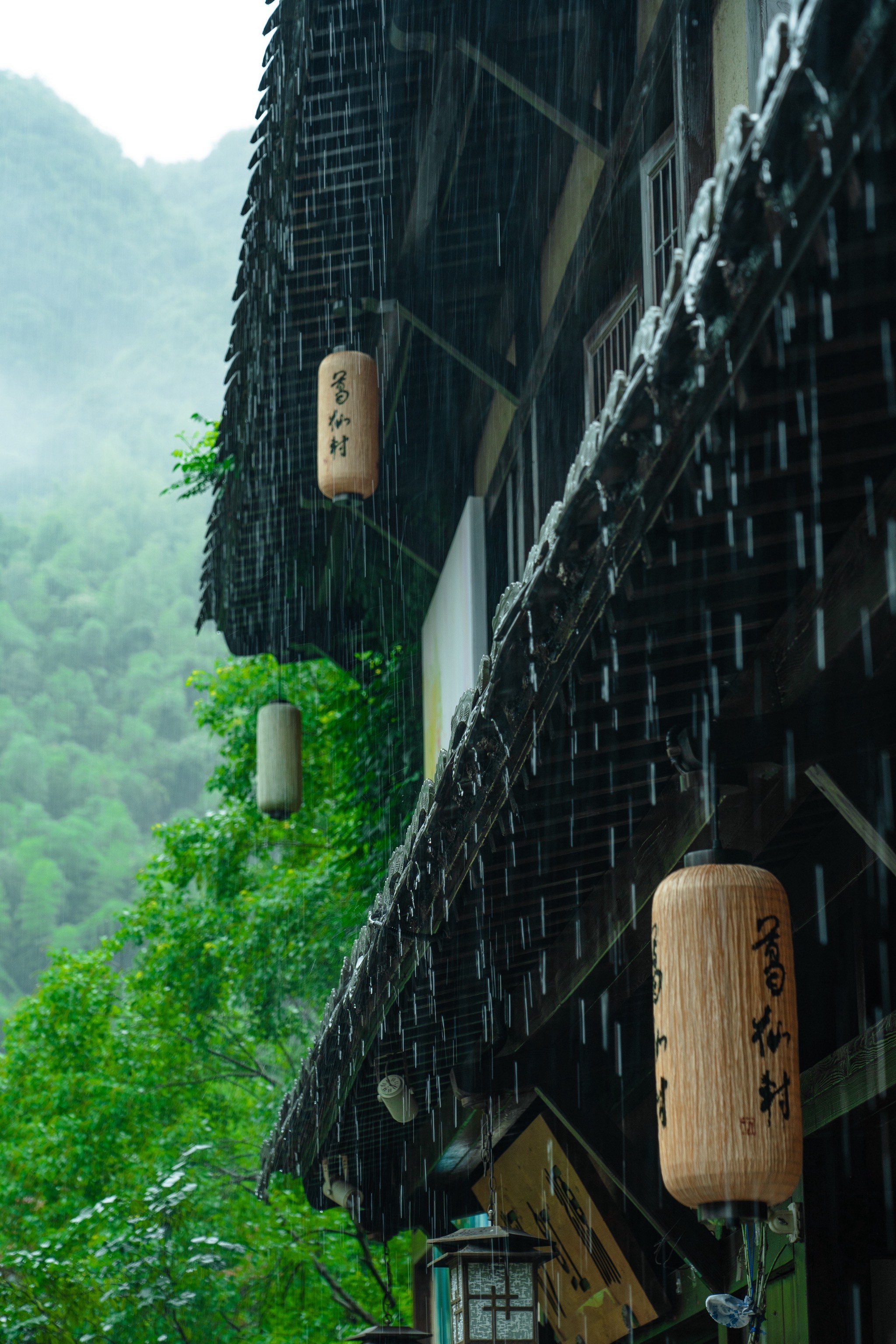 雨中江南古镇图片