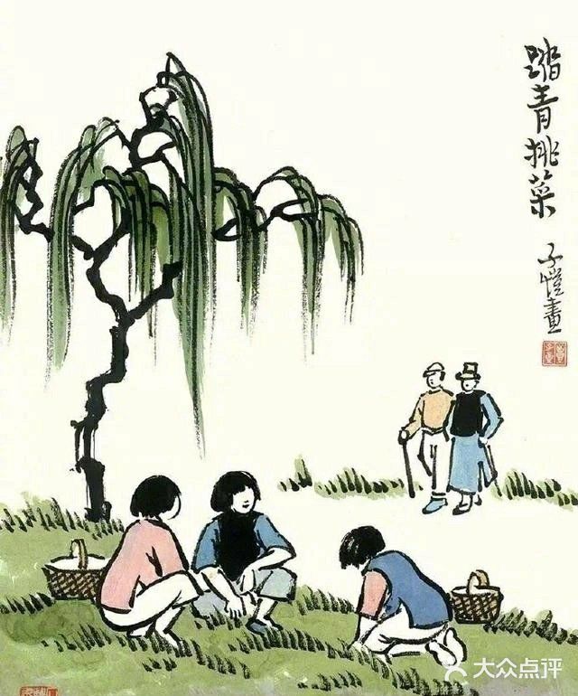 春天柳树发新芽，在这位画家眼里更多的是亲情！