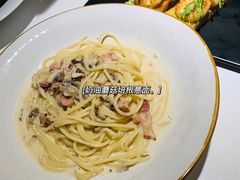 奶油蘑菇培根意面-秀儿家の小确幸花园西餐厅