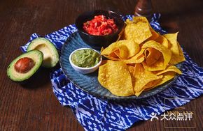 Nachos with Guacamole and Salsa