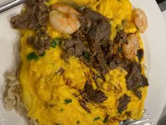 滑蛋牛肉虾仁捞出前一丁-有章牛杂(石厦店)