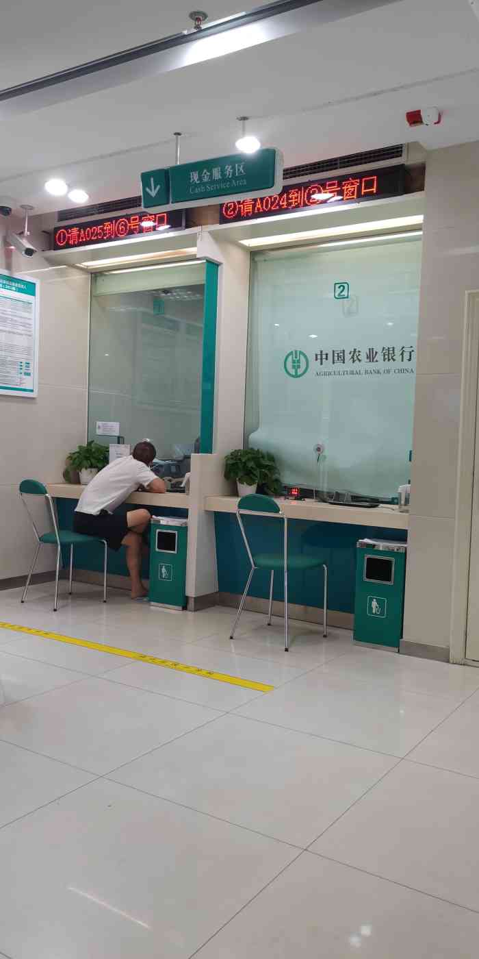 中国农业银行-"两个窗口都在用,人还不算多,前面等待七人.