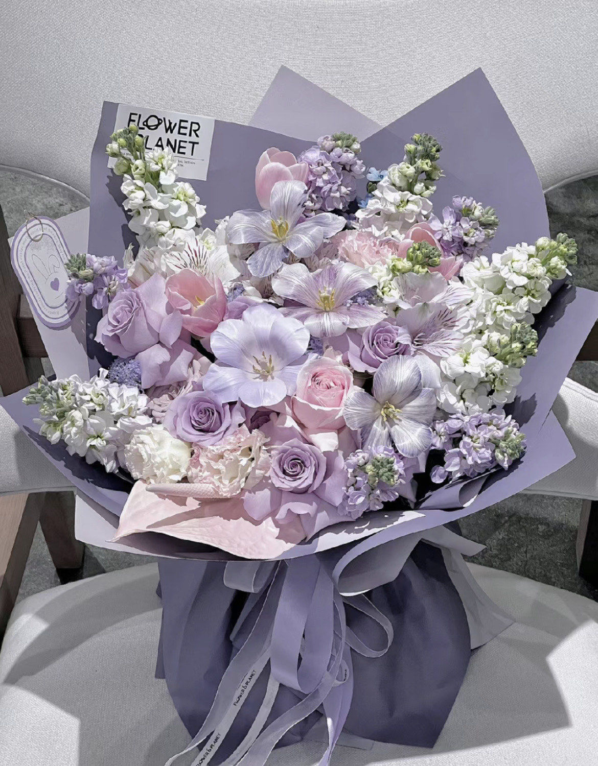 粉紫色春天花束,如梦似幻,唯美至极.花朵