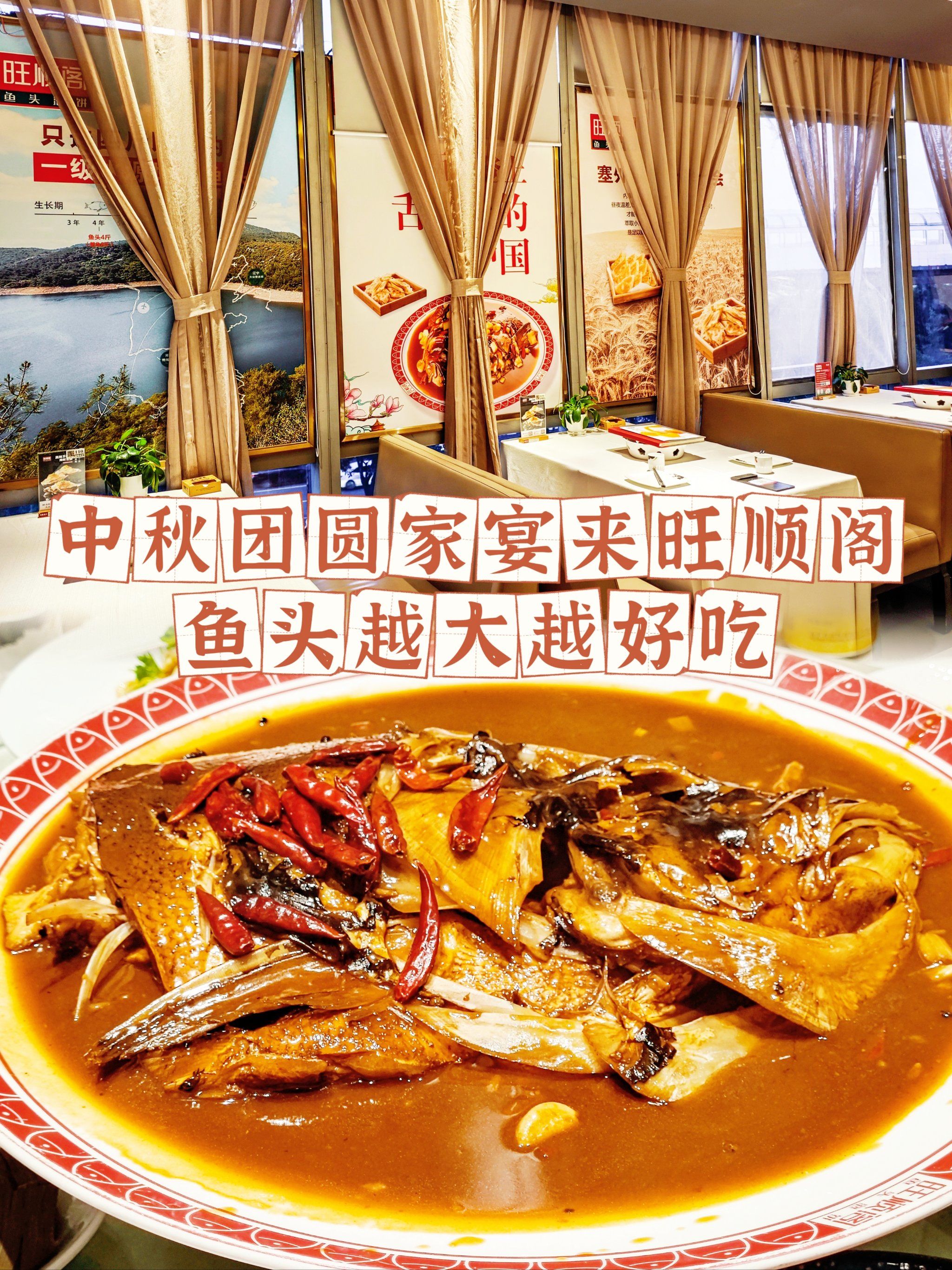中秋团圆家宴,来旺顺阁鱼头泡饼鱼头越大越好吃