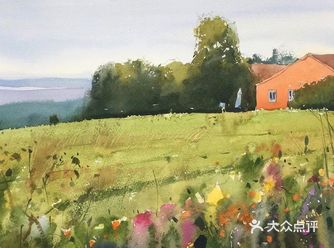 田园风景水彩画领略自然的美感