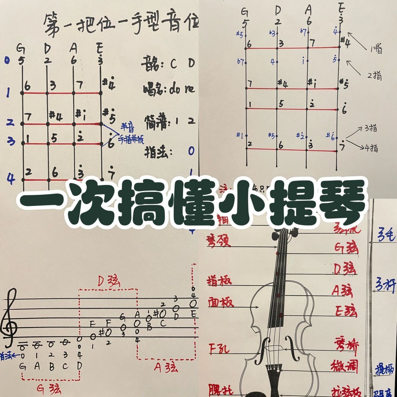 小提琴各调把位最全图