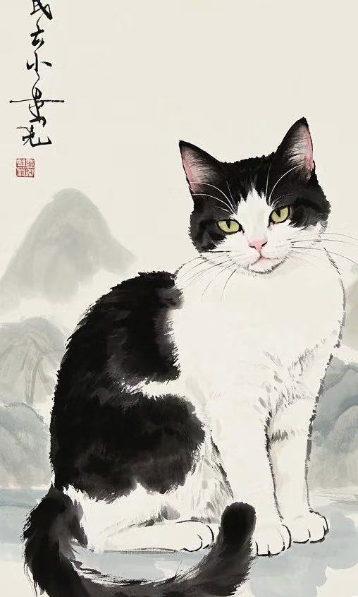水墨画猫猫
