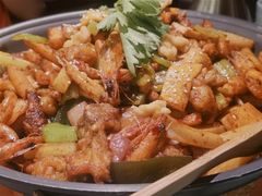 炭火干锅虾+鱿鱼须-炭舍干锅·烤鱼(扬名广场店)