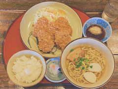 手打面套餐加炸猪排-そば家ちるぐゎー（鶴小）(美里店)