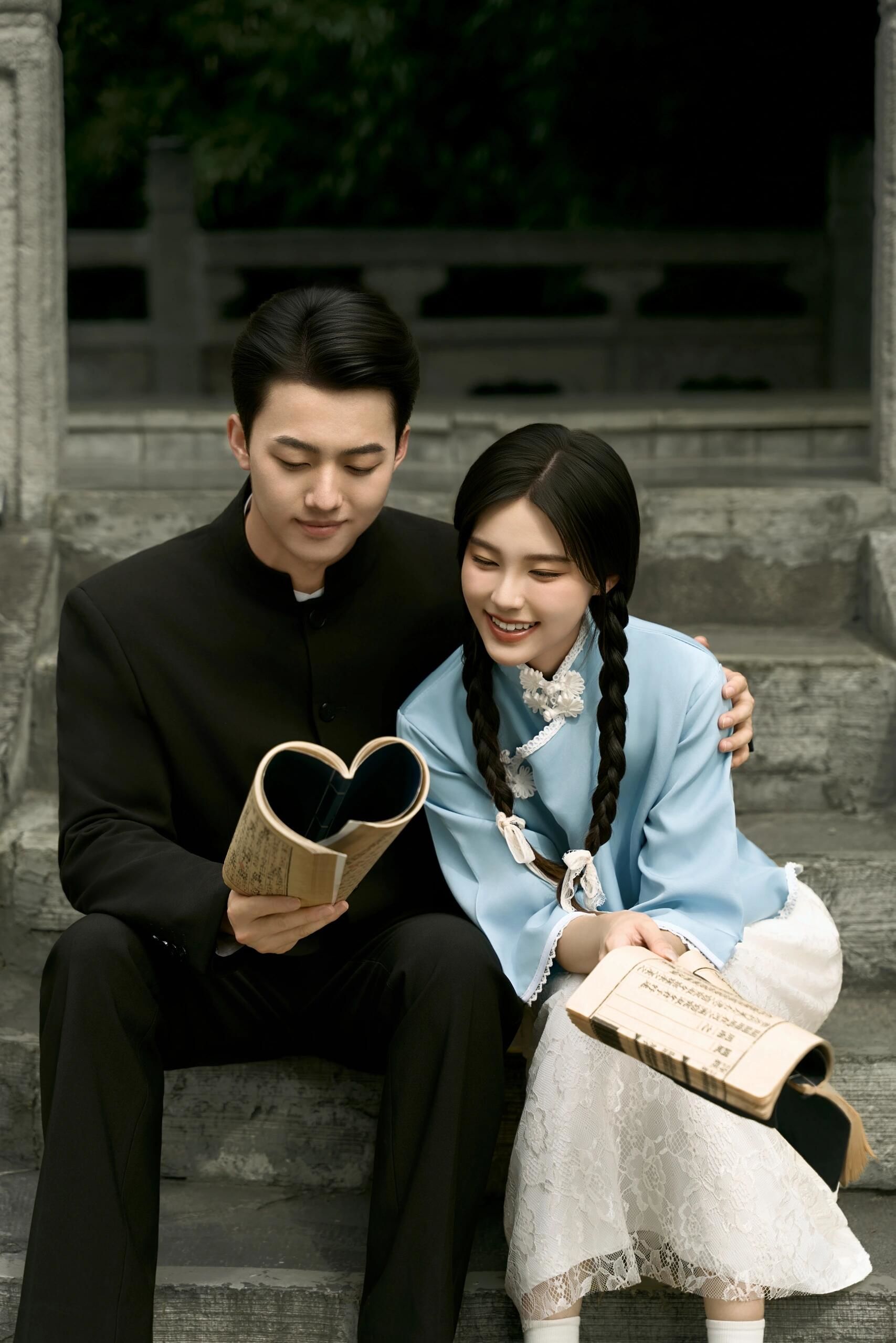 民国时期的学生装婚纱照也太甜腻了吧