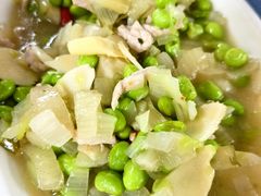 鞭笋炒腌菜毛豆肉丝-老太婆饭店(新富路店)