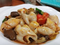 咸菜猪红炒猪大肠-营记牛肉火锅·大埔客家菜(上梅林店)