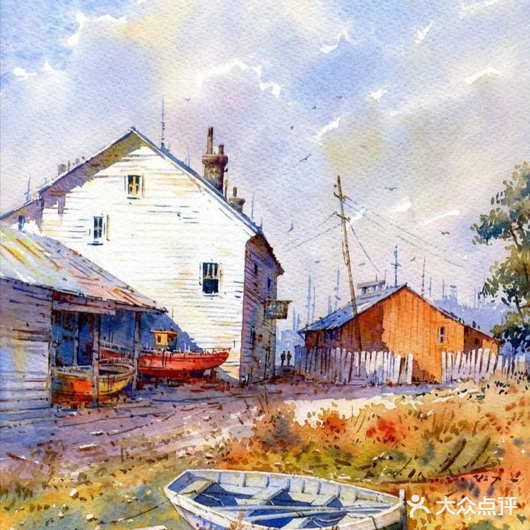 水彩下的静谧水乡村落惹人爱[加油]