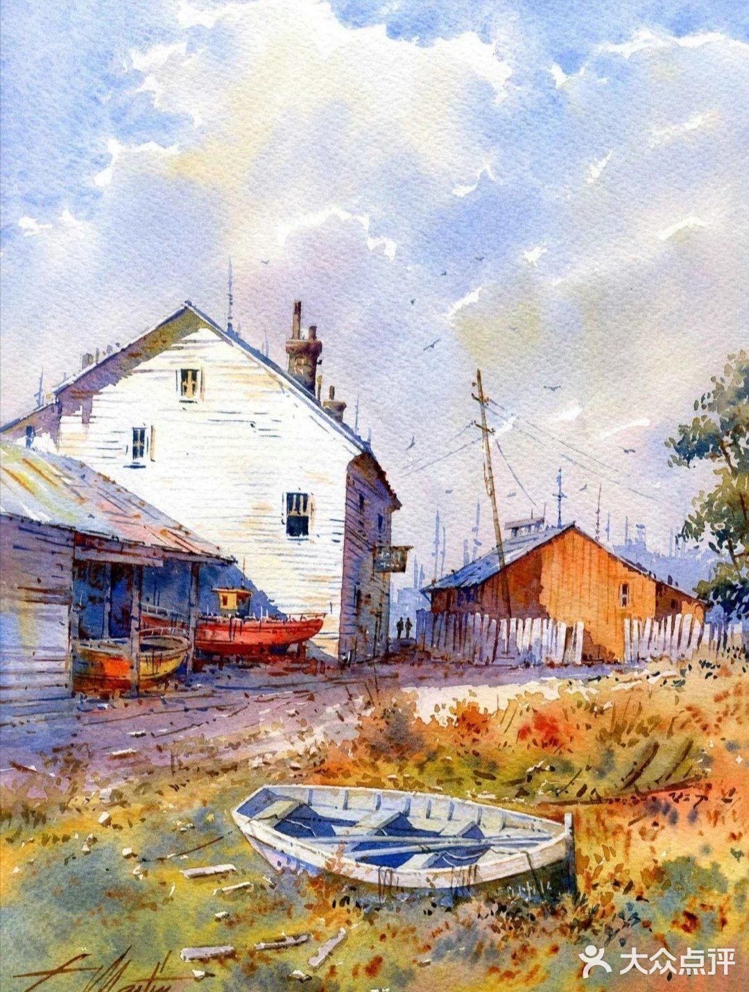 水彩下的静谧水乡村落惹人爱[加油]