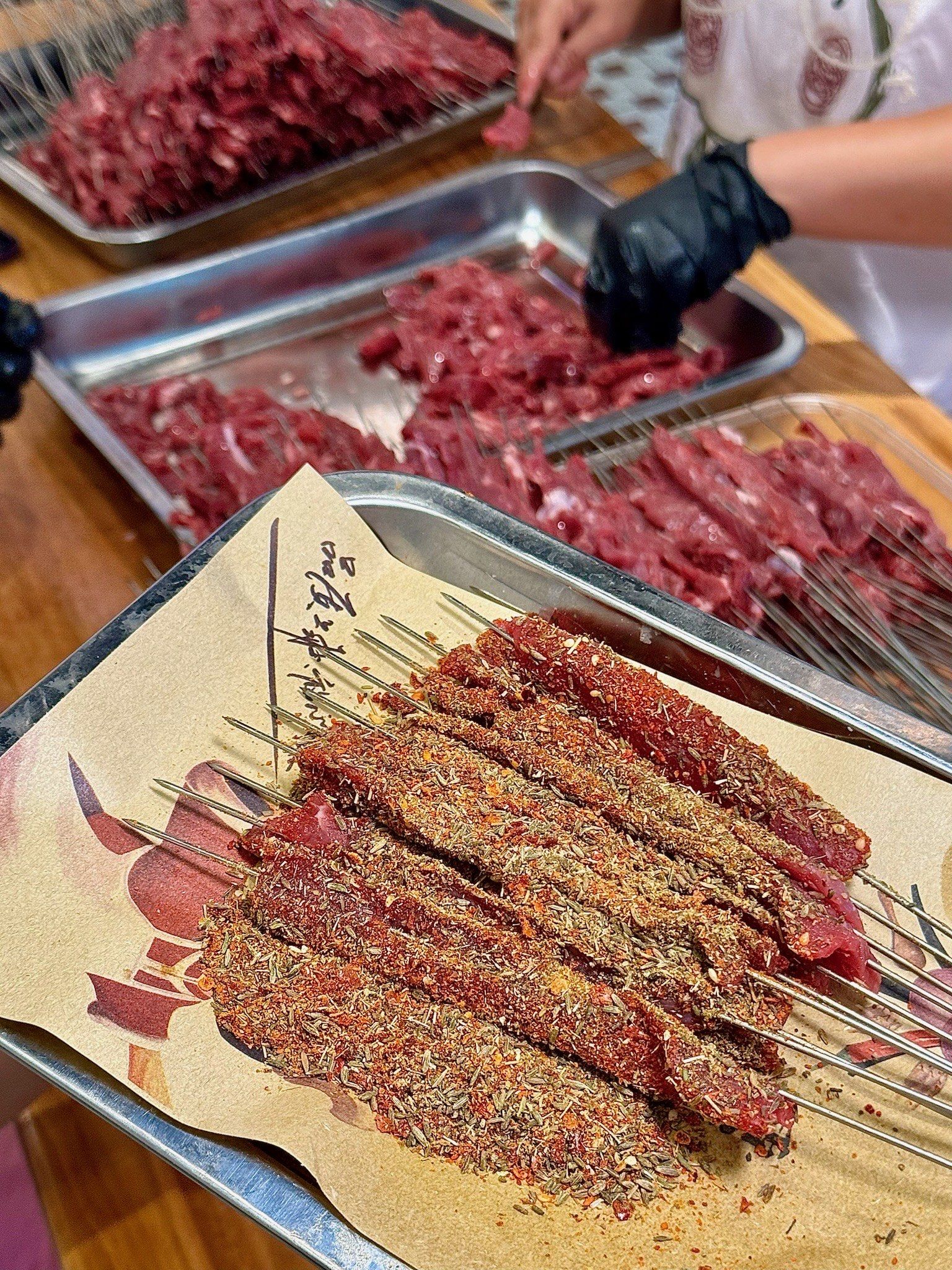 生牛肉串!好炸裂!