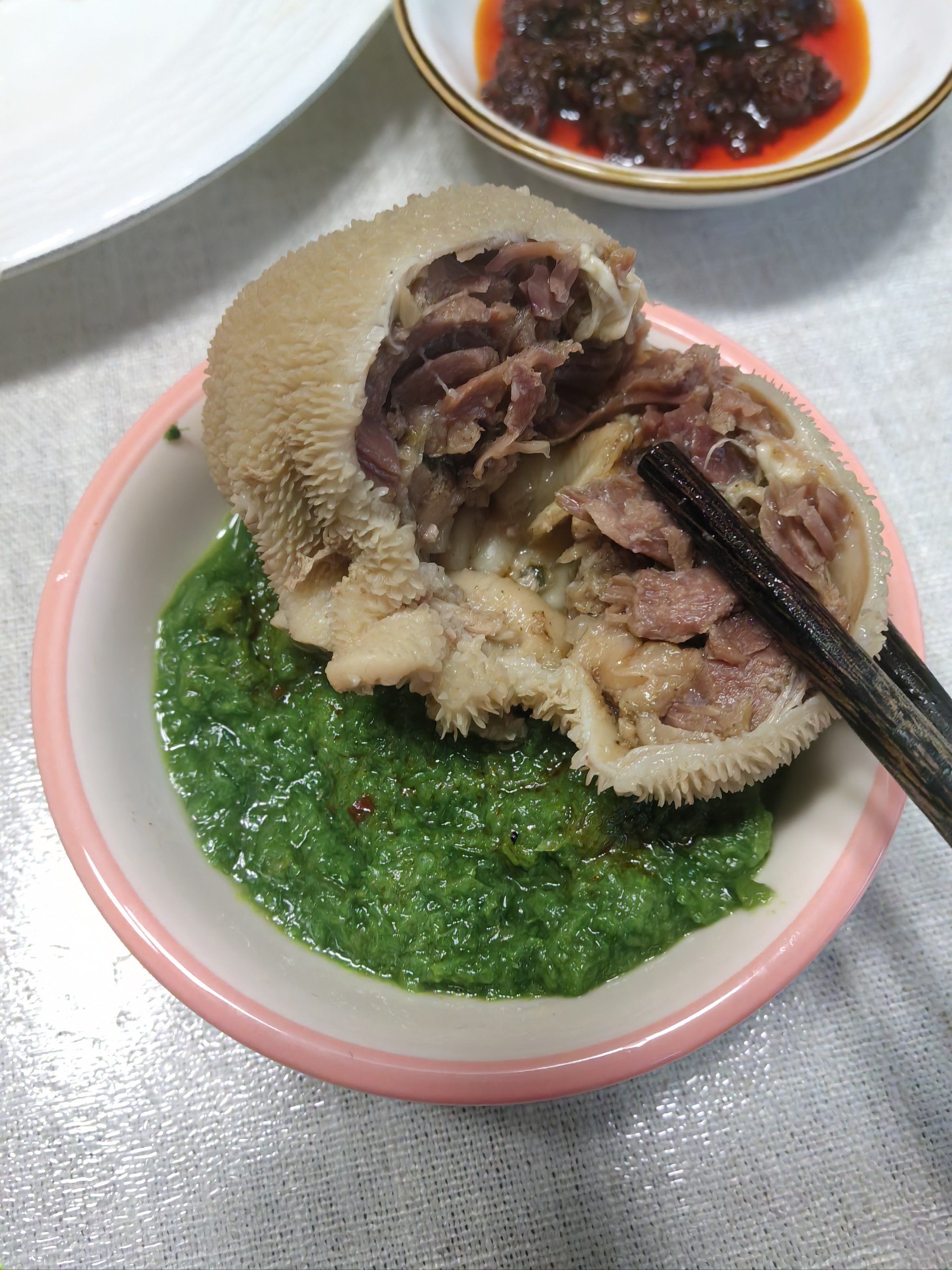 肚包肉配韭菜花,带劲