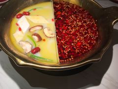 骨汤菌汤辣牛油锅底-九鼎轩脆毛肚火锅(三钢里店)