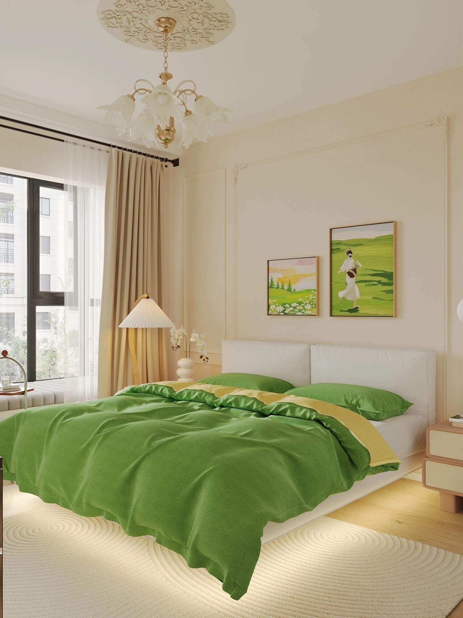 这是一个靠绿色撑起的奶油风