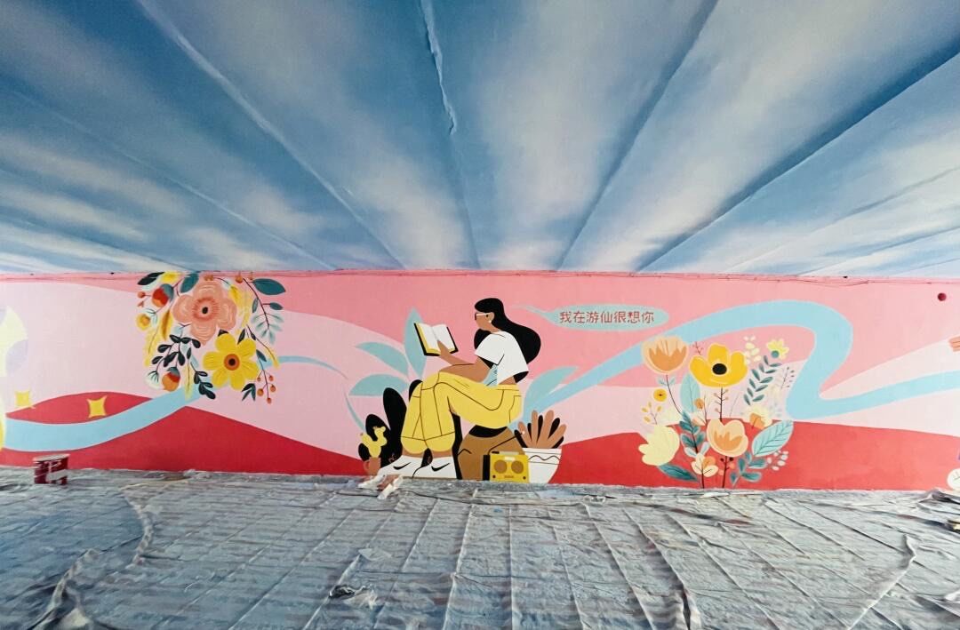 卡通平涂彩绘
卡通涂鸦,城市彩绘
背景墙装饰设计#墙体彩绘 #卡通