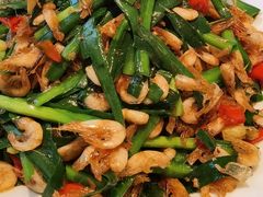 韭菜炒河虾-鸽子侯·家宴·平价海鲜(市图书馆店)