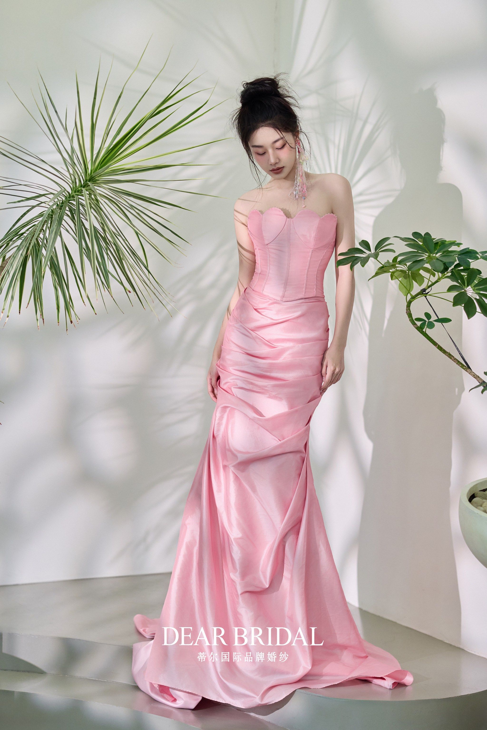美式甜心🎀粉色抹胸晚礼服|温州新娘备婚