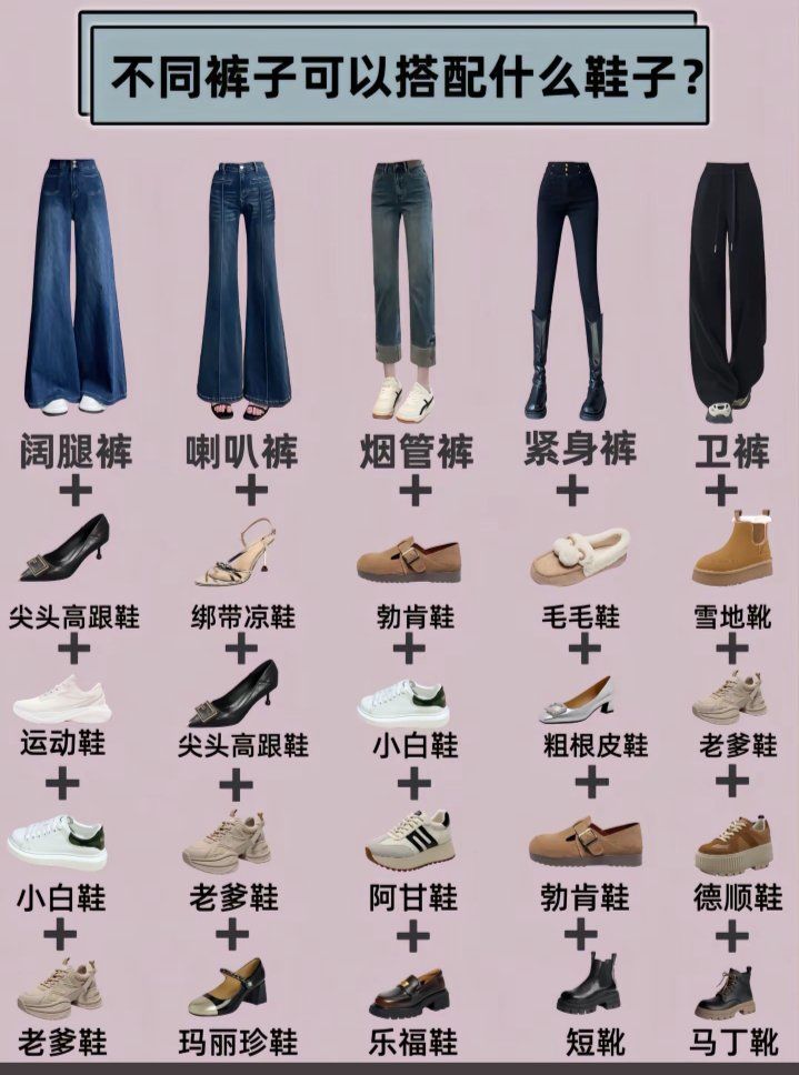 女生不同裤子可以搭配什么鞋子?