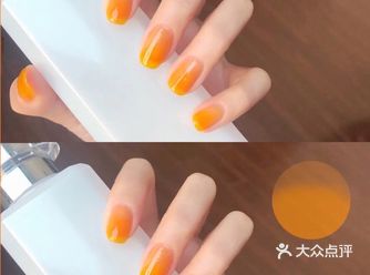 。春夏橘子 汽水果冻渐变美甲