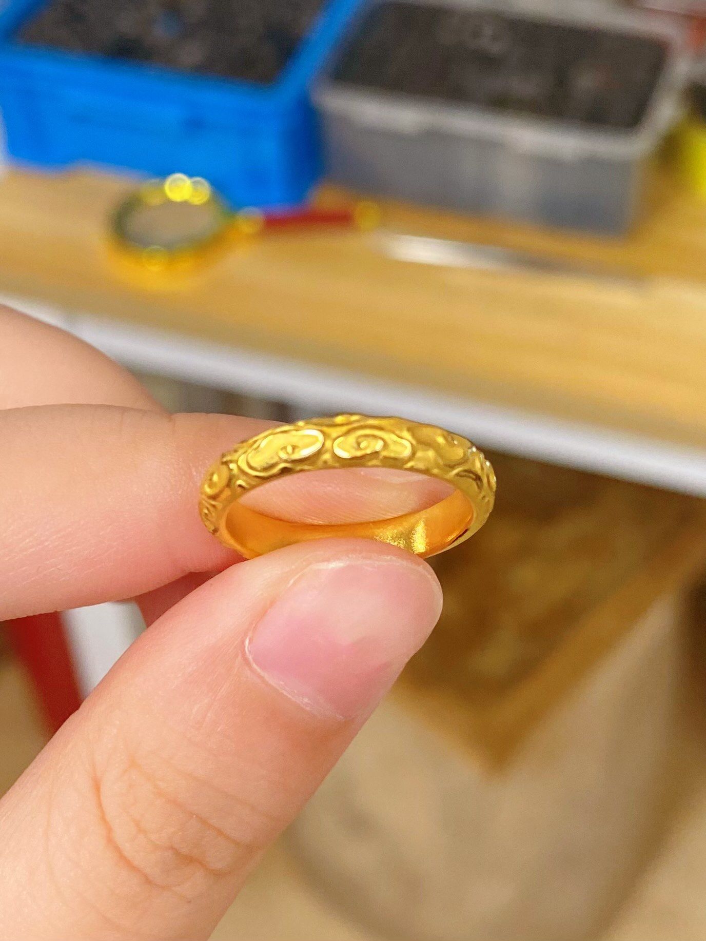 祥云纹黄金戒指太重工啦