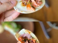 烟熏三文鱼配烤饺子皮和芥末籽酱-BOR Eatery(安福路店)