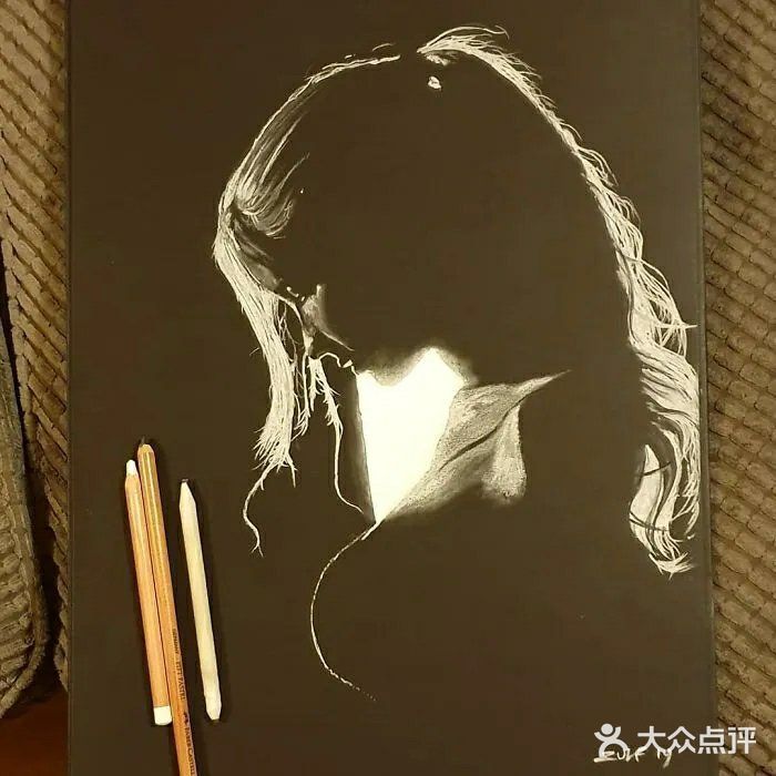 犹抱琵琶半遮面，这样的素描画太酷了，仿佛会发光 。[加油]