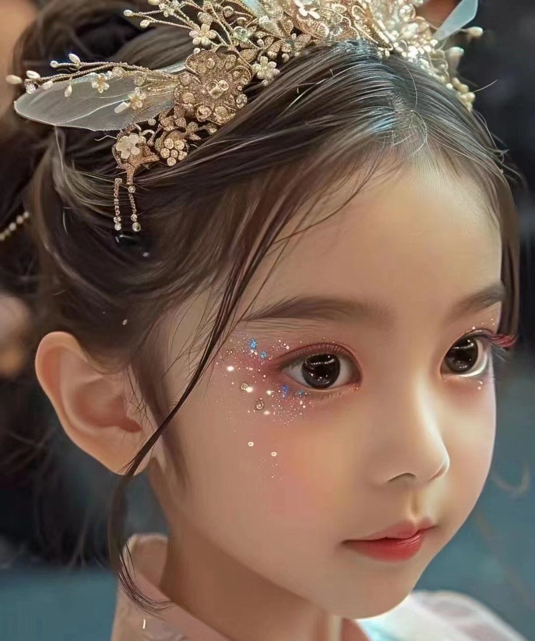 儿童表演舞台妆化妆 闪闪发亮的小盆友 爱极了