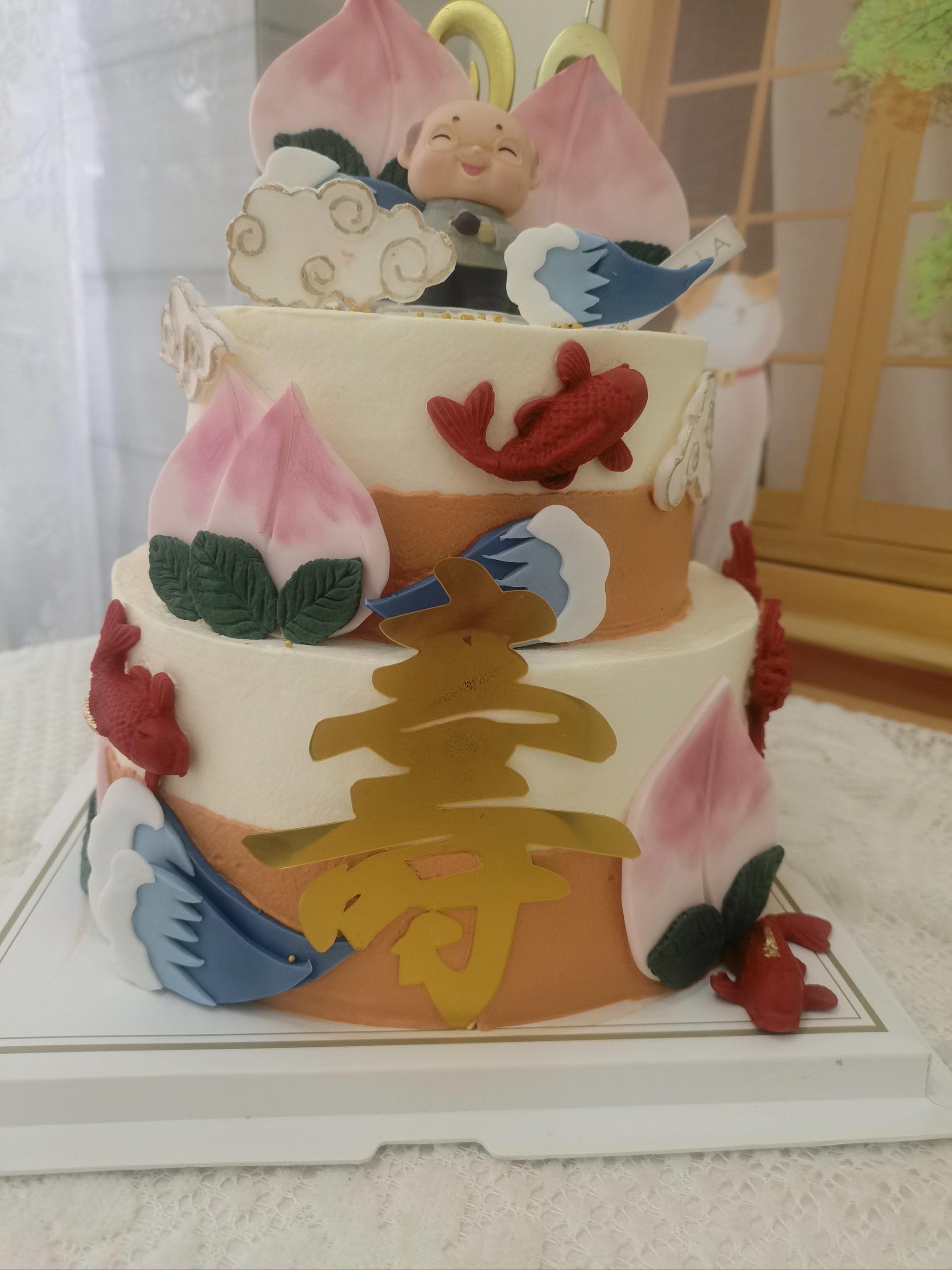 双层蛋糕定制祝寿蛋糕定制长辈生日蛋糕