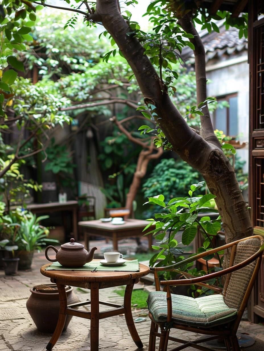 宁静花园里的茶道时光